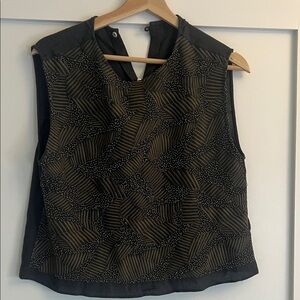Massimo Dutti Black and Brown Geometric Blouse